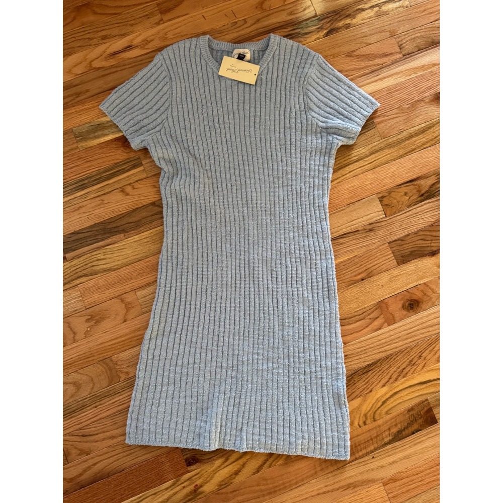 Universal Thread Blue Ribbed Knit T-Shirt Dress XXL Short Sleeve Mini Crew Neck
